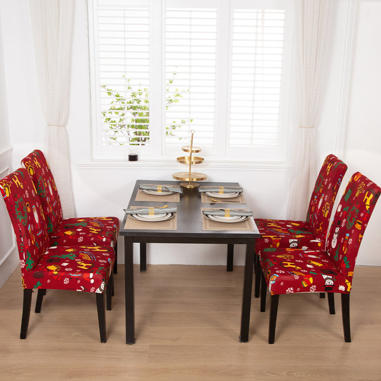 Red dining room online chair covers